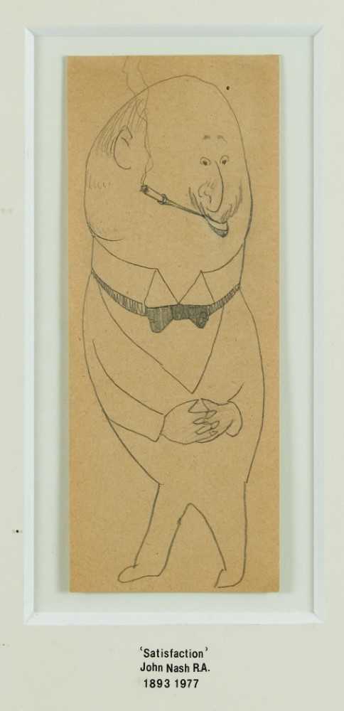 Lot 1058 - *John Northcote Nash (1893-1977) pencil sketch - 'Satisfaction', 21cm x 8.5cm, estate stamp verso, in glazed frame  
Provenance: Rountree Fine Art
