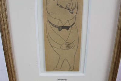 Lot 1058 - *John Northcote Nash (1893-1977) pencil sketch - 'Satisfaction', 21cm x 8.5cm, estate stamp verso, in glazed frame  
Provenance: Rountree Fine Art
