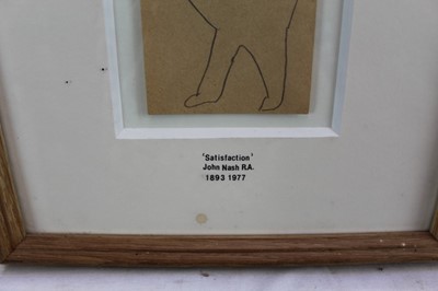 Lot 1058 - *John Northcote Nash (1893-1977) pencil sketch - 'Satisfaction', 21cm x 8.5cm, estate stamp verso, in glazed frame  
Provenance: Rountree Fine Art