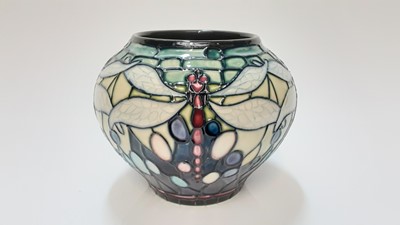 Lot 1102 - Moorcroft pottery vase decorated in the Favrile pattern, signed Nicola Slaney, dated 2000, 11cm high
