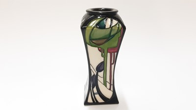 Lot 1103 - Moorcroft pottery vase decorated in the Penrith pattern, signed Emma Bossons, dated 2007, 3 star piece, 16cm high