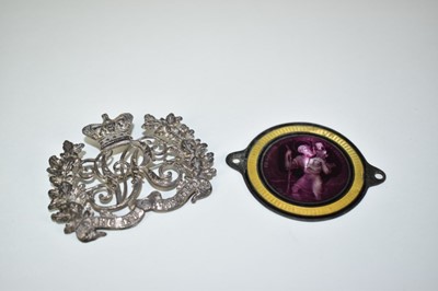 Lot 807 - Victorian silver Militia or Volunteers badge together with a 1920s St Christopher enamelled car dashboard badge (2).
