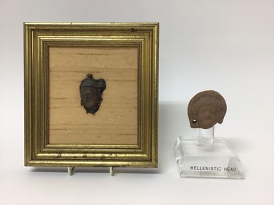 Lot 102 - Greco Roman ancient terracotta human head and Hellenistic pottery head (2)
