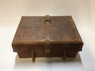Lot 2486 - Edwardian officers' strongbox and combined writing box in leather cover