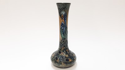 Lot 1107 - Moorcroft pottery vase decorated in the Phoenix Bird pattern by Rachel Bishop, painted by Karen Miller, dated 96, 21cm high