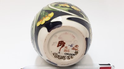 Lot 1113 - Moorcroft pottery limited edition vase decorated in the Paigles pattern for Thaxted Church by Emma Bossons, no. 15 of 200, dated 2006