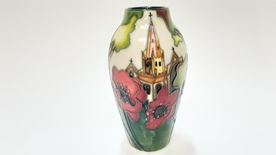 Lot 1116 - Moorcroft pottery limited edition vase decorated in the Thaxted Remembered pattern by Nicola Slaney, no. 68 of 200, dated 2009, 13.5cm high