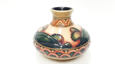 Lot 1128 - Moorcroft pottery vase decorated in the Second Dawn Eventide pattern vase, dated 2012, 11cm high