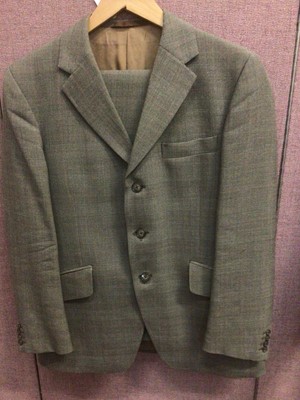 Lot 2057 - Vintage Hector Powe - Brown wool Prince of Wales check three piece suit 1972 plus a double breasted navy blazer 1966.