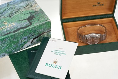 Lot 575 - Gentlemans Rolex Oyster Perpetual Datejust wristwatch, in original box with papers