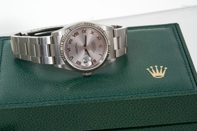 Lot 575 - Gentlemans Rolex Oyster Perpetual Datejust wristwatch, in original box with papers
