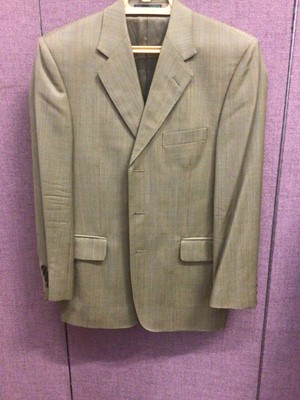 Lot 2059 - Vintage Austin Reed Chester Barrie Saville Row - Prince of Wales wool check three piece suit, trousers have turnups. Also an Austin Reed summer weight wool check jacket.