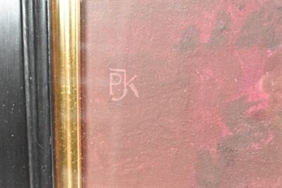 Lot 1137 - *Peter Kelly RBA NEAC (1931-2019) oil on canvas - The Red Vase, Christchurch Mansions Ipswich, monogrammed, titled to gallery label verso, 43cm x 30.5cm, in glazed frame
