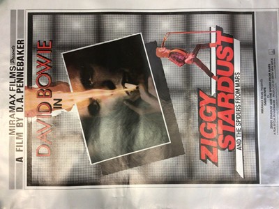 Lot 1402 - David Bowie in Ziggy Stardust and the Spiders of Mars - original single sheet movie poster, together with other music posters, including Led Zeppelin, Jimi Hendrix, Creedence Clearwater Revival, AC...