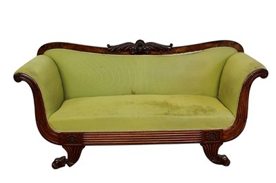 Lot 1412 - William IV mahogany scroll end settee