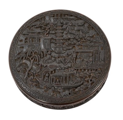 Lot 925 - Fine quality mid-19th century Cantonese carved tortoiseshell table snuff box, with note of provenance