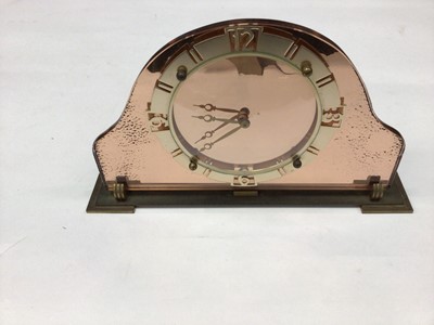 Lot 2634 - An art deco mantle clock with mirrored surface, winding movement, c.1920.
