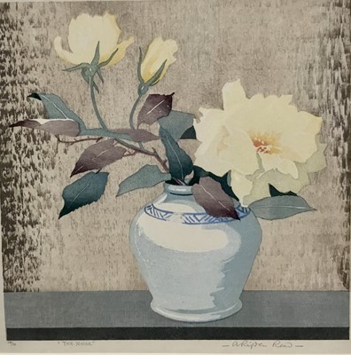 Lot 261 - Arthur Rigdon Read, (1879-1955) signed woodcut in colours - "The Rose", 28/50, 24.5cm sqaure, in glazed frame