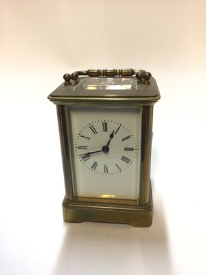 Lot 2435 - Early 20th century carriage clock with white enamel dial