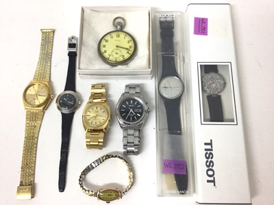 Lot 348 - 1960s/1970s ladies Omega Automatic wristwatch, Cyma military G.S.T.P. pocket watch, Swatch watch and various wristwatches