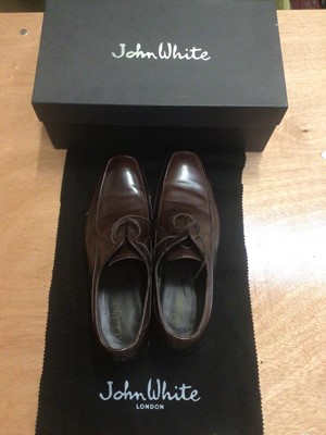 Lot 2067 - Selection of gentlemen's leather shoes including four pairs by Barker, two pairs of McAfee brogues and a pair of John White unworn brown leather, a pair of Chatham Marine deck shoes and one other...