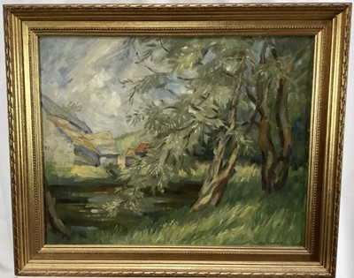 Lot 90 - Lucy Walpole (Contemporary) oil on canvas - landscape, 50cm x 40cm in gilt frame