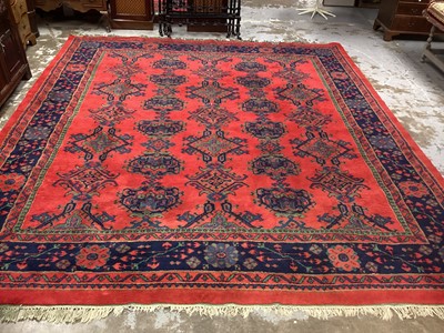 Lot 1541 - Antique Turkish carpet, approximately 415 x 370cm