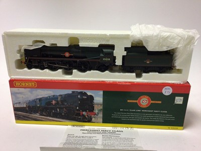Lot 70 - Hornby OO gauge Tornado BR Class A1 R3098, BR 4-6-2 'Clan Line' Merchant Navy Class R2169, SR 4-4-0 'Radley' Schools Class V R2018, LNER 4-6-0 '8509' all boxed (4)