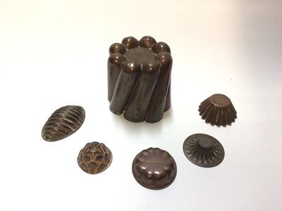 Lot 2479 - Victorian copper jelly mould, together with five copper sweet moulds, including one from the Hotel Metropole London