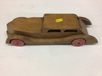 Lot 1861 - Studebaker model wooden car and a wooden train and wagon