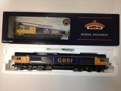 Lot 134 - Bachmann Class 57/0 Diesel 57008 'Freightliner Explorer' 32-750, Class 66 Diesel 66701 GBRF 32-727 both boxed (2)