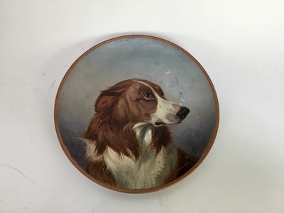 Lot 41 - Colin Graeme painting on terra cotta plate - head of a Spaniel, 24cm diameter