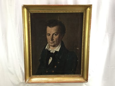 Lot 267 - English School, 19th century, oil on canvas - portrait of a naval officer, believed to be a member of the Fletcher family,in gilt frame