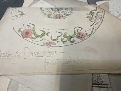 Lot 228 - Large collection of late 19th / early 20th century original ceramic designs, including work by Camille Solon (Minton's artist) and others