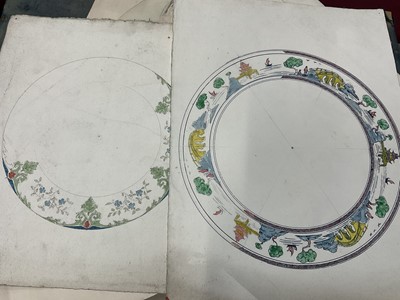 Lot 228 - Large collection of late 19th / early 20th century original ceramic designs, including work by Camille Solon (Minton's artist) and others