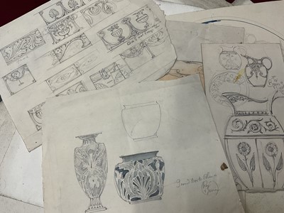 Lot 228 - Large collection of late 19th / early 20th century original ceramic designs, including work by Camille Solon (Minton's artist) and others