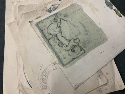 Lot 228 - Large collection of late 19th / early 20th century original ceramic designs, including work by Camille Solon (Minton's artist) and others