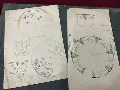 Lot 228 - Large collection of late 19th / early 20th century original ceramic designs, including work by Camille Solon (Minton's artist) and others