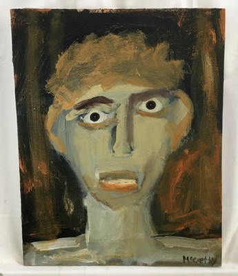Lot 239 - Peter McCarthy (contemporary) a pair of oils on canvas, heads, each signed, 51 x 40cm