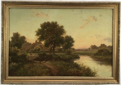 Lot 160 - Robert Robin Fenson (act. 1880-1920) oil on canvas, Countryside scene with figure and cottage, signed, 50 x 76cm, framed