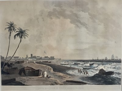 Lot 163 - Thomas Daniell (1749-1840) aquatint, South East View of Fort St. George, Madras, image 43 x 60cm, glazed frame