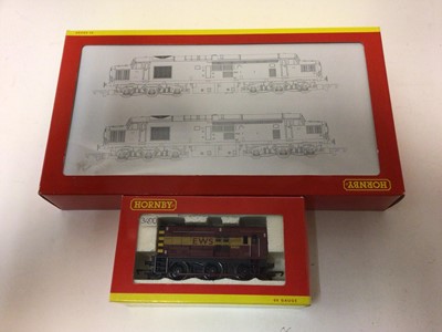 Lot 226 - Hornby OO gauge EWS Co-Co diesel electric Class 37 locomtive (powered), Class 37 locomotive (dummy), waethered edition, R2255, plus EWS 0-6-0 shunter Class 08 locomtive 08828, R2163, both boxed (2)