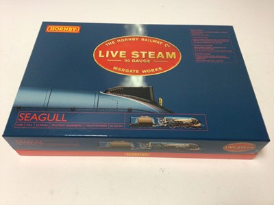 Lot 234 - Hornby OO gauge 4-6-2 Class A4 precision engineered LNER Mallard "Seagull" live steam powered locomotive and tender, boxed, R2259