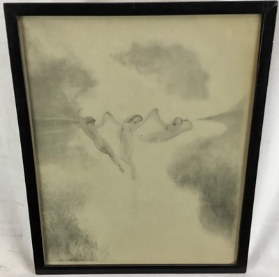 Lot 207 - Charles Prosper Sainton (1861-1914) silverpoint, 'Spirits of the Marsh', signed, 35 x 29cm, glazed frame
