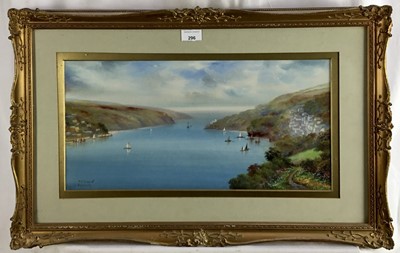 Lot 296 - Reginald Daniel Sherrin (1891-1971) gouache - Dartmouth Harbour, signed, 25cm x 50cm, in glazed gilt frame
