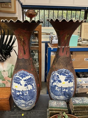 Lot 137 - Huge pair of 19th century Japanese porcelain vases