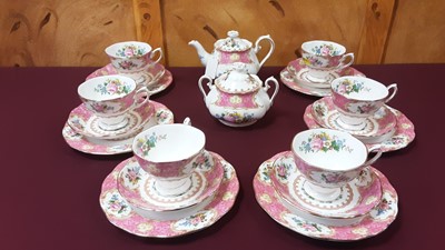 Lot 1251 - Royal Albert Lady Carlyle six-person tea set, including teapot, sucrier, six tea cups, six saucers and six side plates