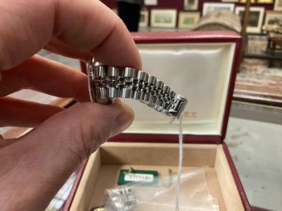 Lot 576 - Ladies Rolex Date Just stainless steel wristwatch with box and papers