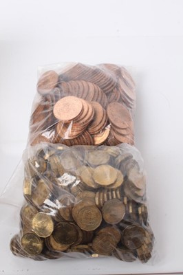 Lot 523 - Jersey - Uncirculated Elizabeth II brass ¼ of Shilling 1964 x 361 and bronze 1/12th of Shilling1966 x 240 coins (Total 501 coins)