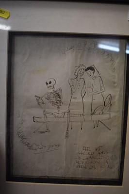 Lot 865 - Interesting collection Second World War POW camp pen and ink humorous medical drawings (13)